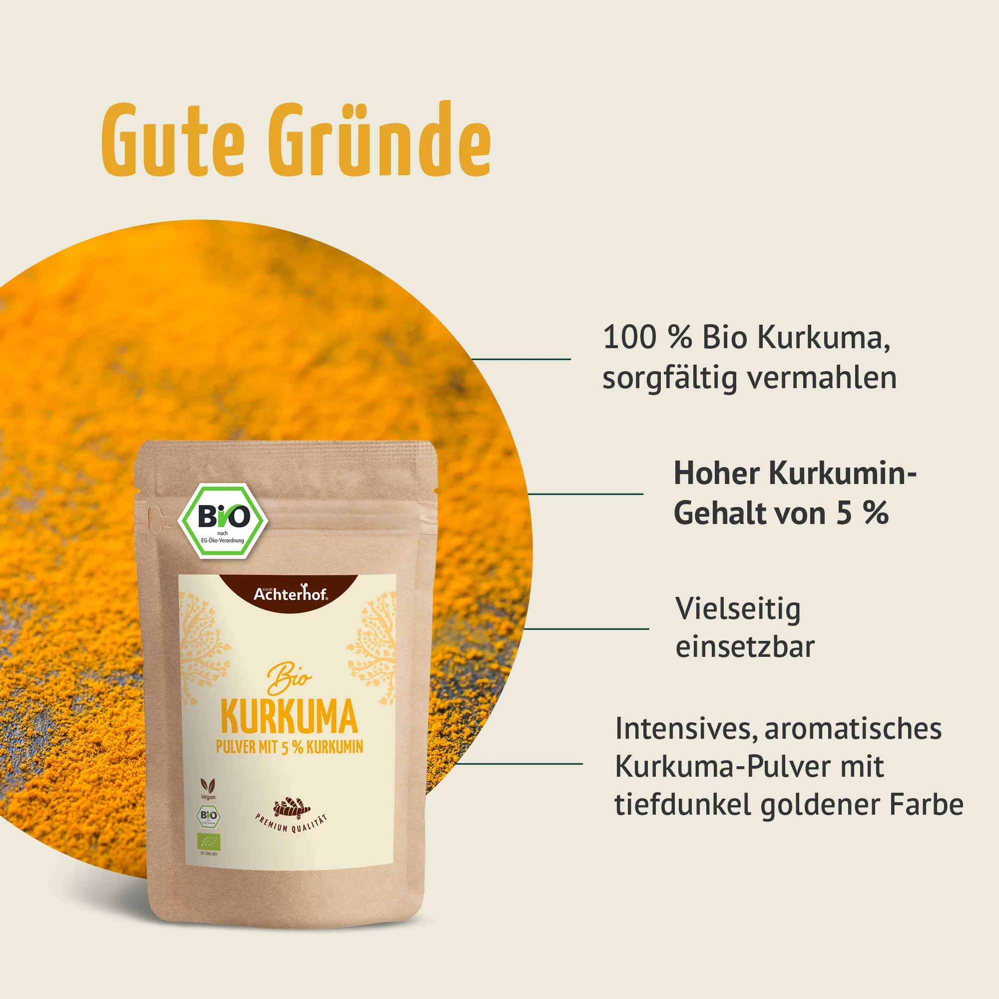 Bio Kurkuma Pulver 5% Curcumin (250g) - Image 3