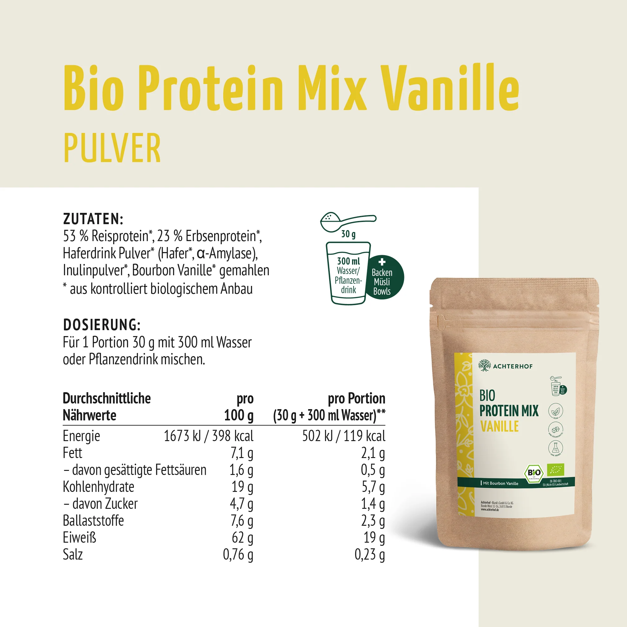 Bio Protein Mix Vanille (500g) - Image 7