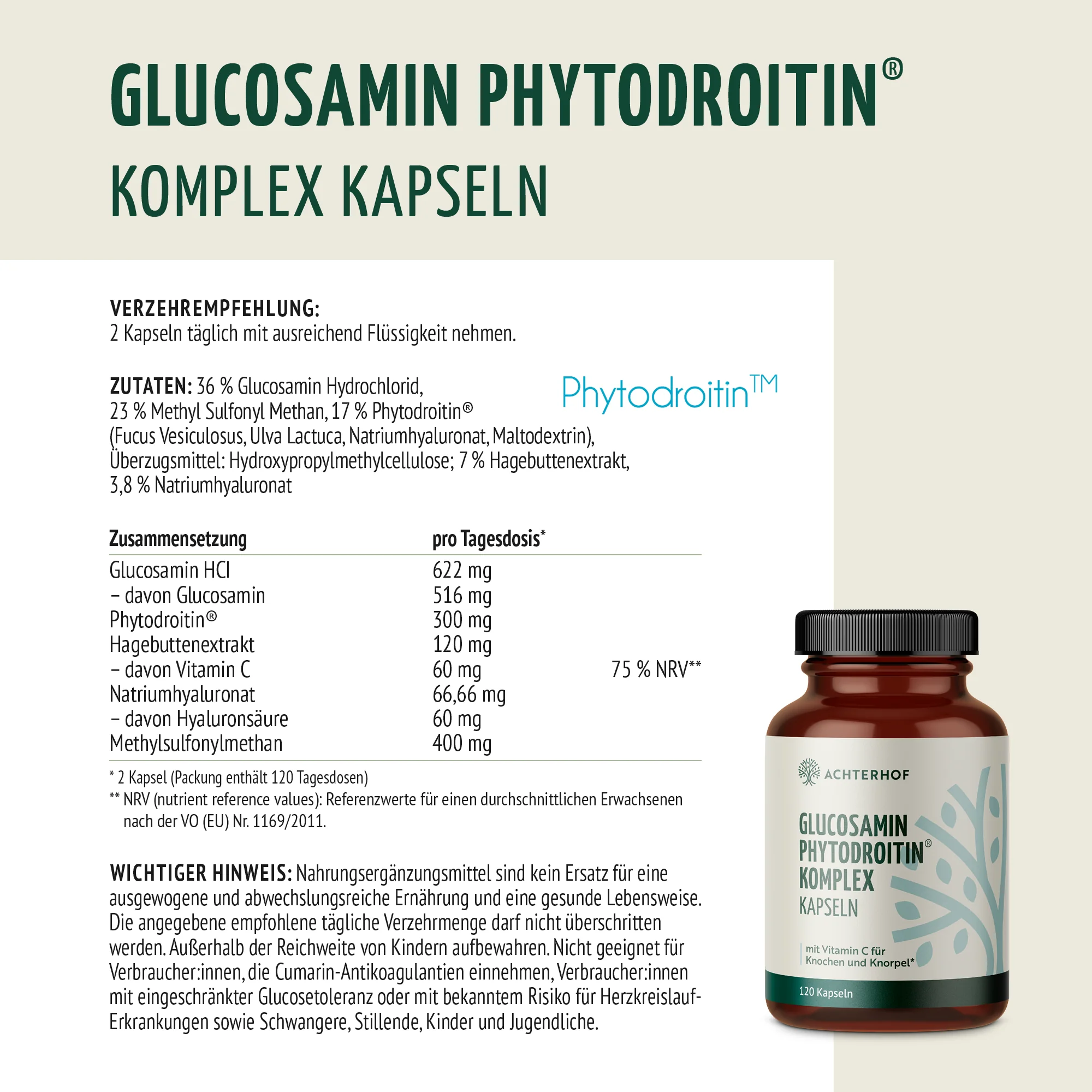 Glucosamin Phytodroitin® Komplex Kapseln (120 Kapseln) - Image 6