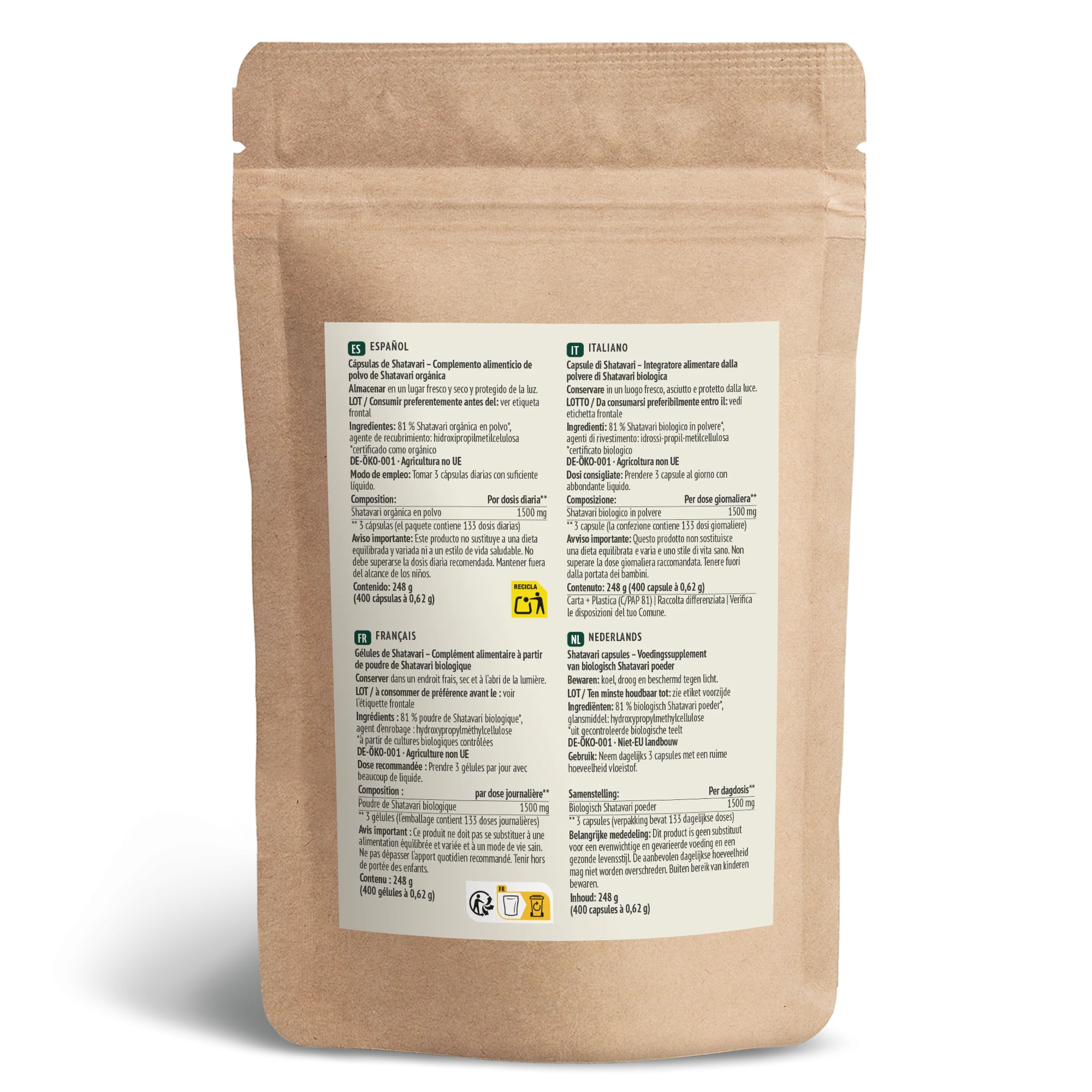 Bio Shatavari Kapseln Nachfüllpack (400 Kapseln) - Image 9
