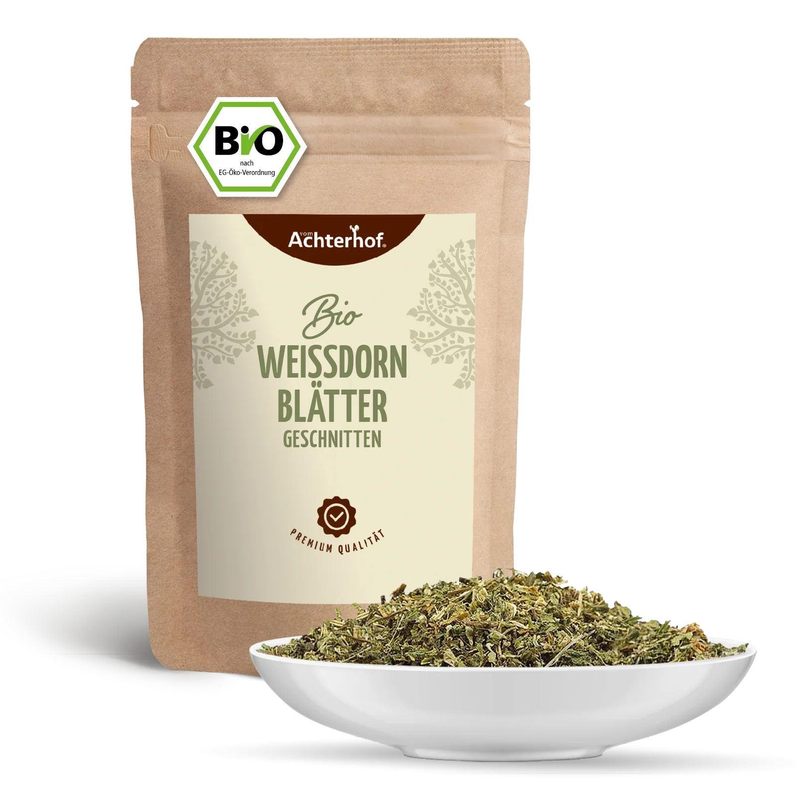 Weißdornblätter mit Blüten geschnitten Bio (250g) - Image 2